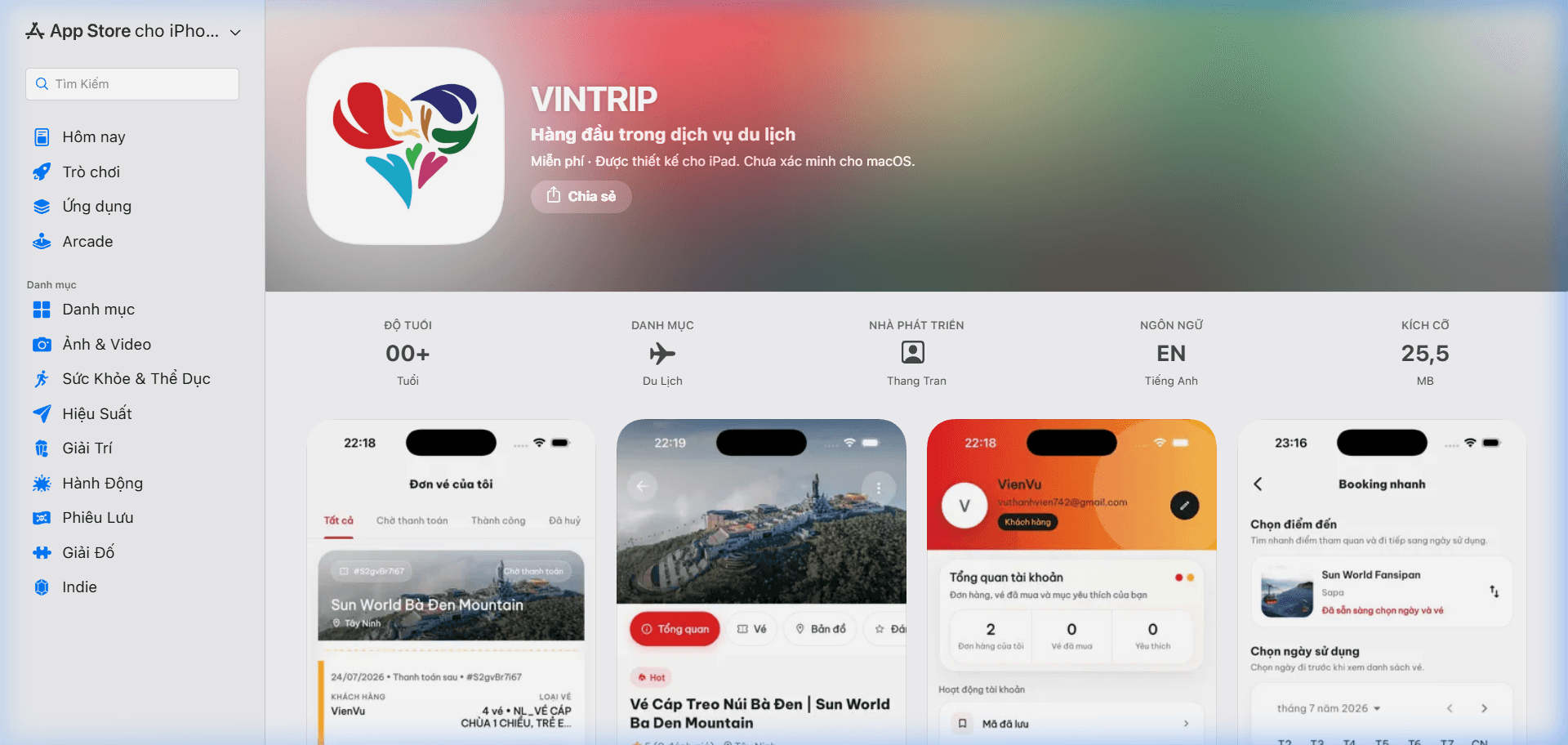 Ứng dụng VINTRIP - Công ty TNHH Vintrip