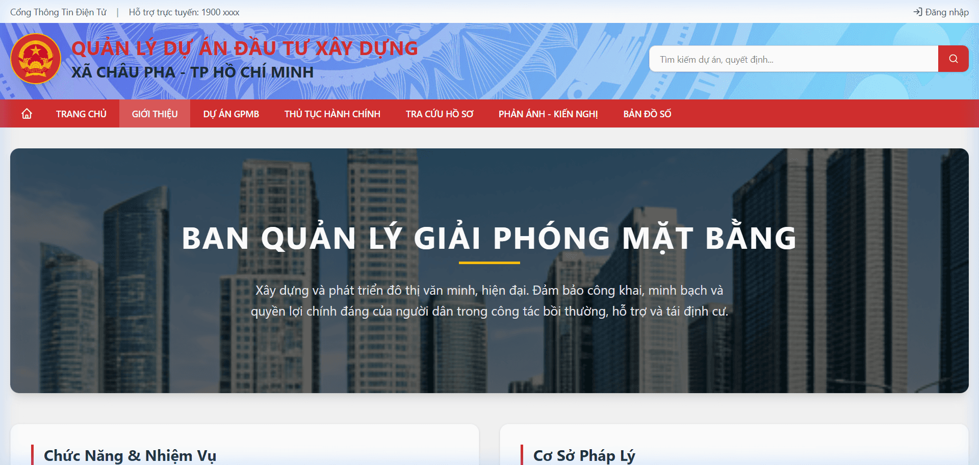 Hệ thống Quản lý Đất đai & Bồi thường - UBND Xã Châu Pha